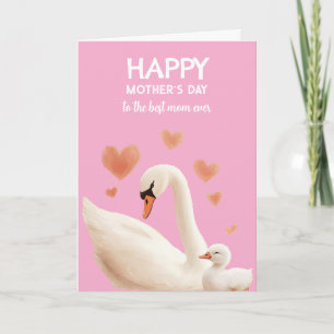 Tarjeta Cisne Lindo Animal Dibujo Animado Feliz Día de la
