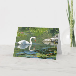 TARJETA CISNE REFLEJADO EN POND/GRACE Y BEAUTY/BIRTHDAY C