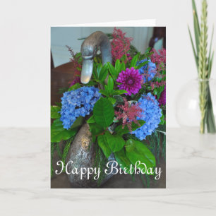 Tarjeta Cisne y flores