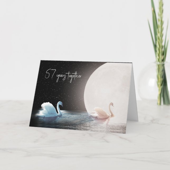 Tarjeta Cisnes Blancos y 57 Aniversario de la Luna (Anverso)