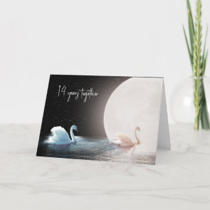 Tarjeta Cisnes Blancos y Luna 14º Aniversario