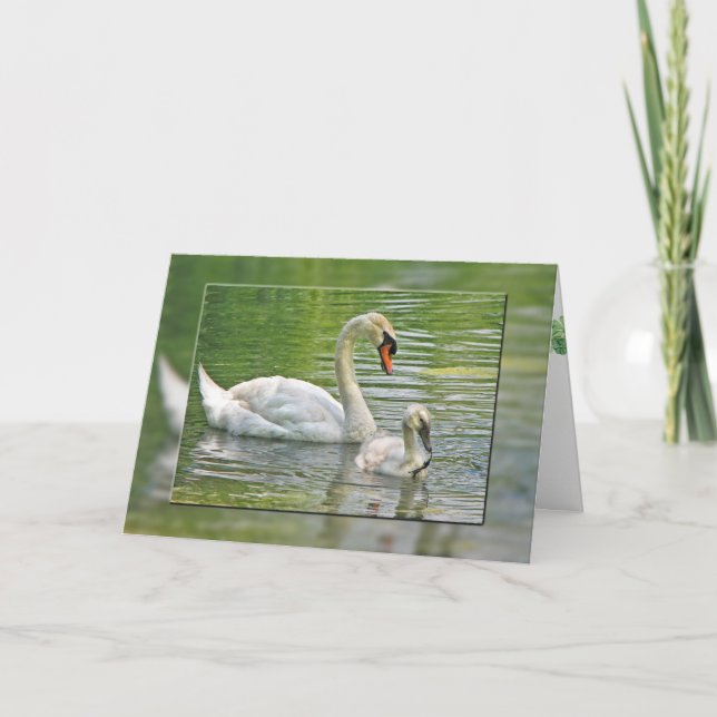 Tarjeta cisnes del Día de la Madre (Anverso)