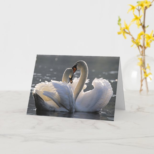 Tarjeta Cisnes elegantes (flor amarilla)