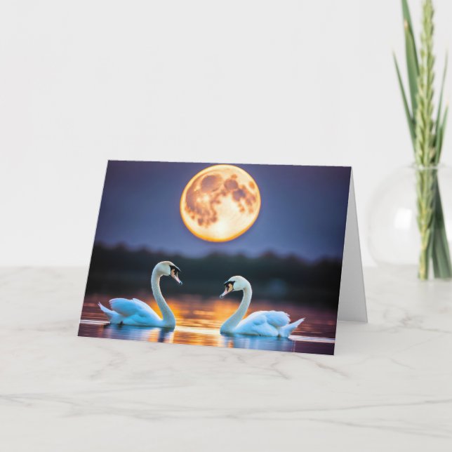 Tarjeta Cisnes en aniversario de boda (Anverso)
