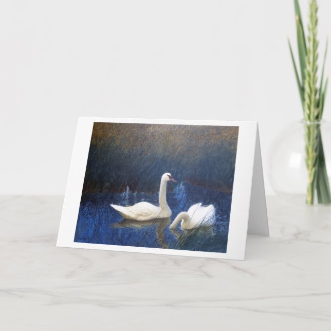 Tarjeta Cisnes en juncos, Bruno Liljefors (Anverso)
