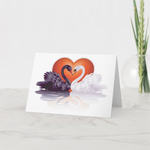 Tarjeta Cisnes Negros y Blancos Enamorado Corazón