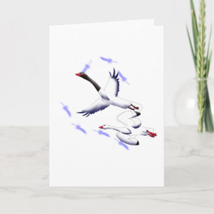 Tarjeta Cisnes Voladores Arte de Cumpleaños de Fantasía Mi