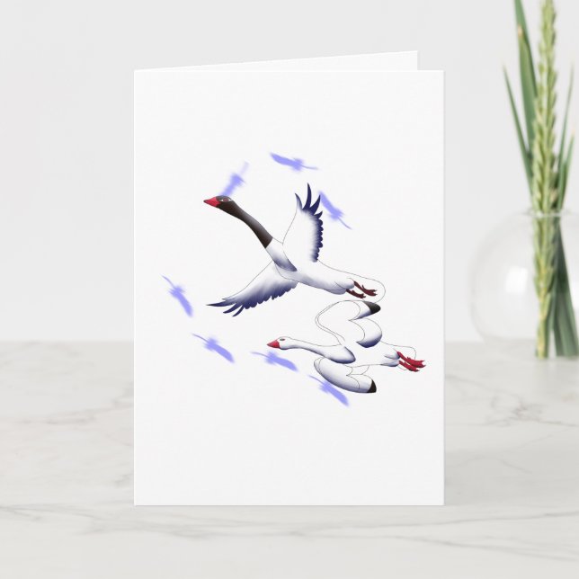 Tarjeta Cisnes Voladores Arte de Cumpleaños Fantasía Minim (Anverso)