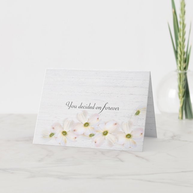 Tarjeta Cita boda sobre madera blanca (Anverso)