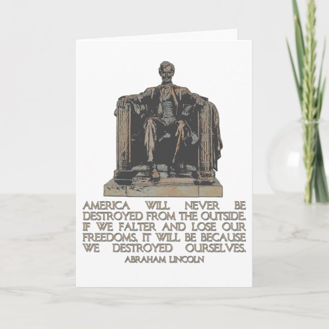 Tarjeta Cita de Abraham Lincoln: Nos destruimos a nosotros (Anverso)
