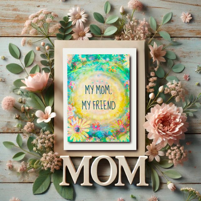 Tarjeta Cita de amigo floral de mamá, Bonito amarilla de m (Subido por el creador)