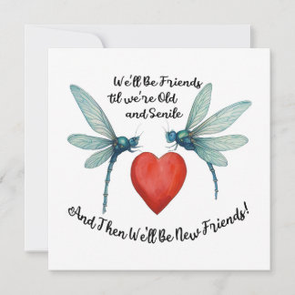 Tarjeta Cita de amistad de libélulas divertida BFF anciana