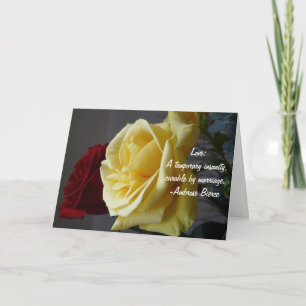 Tarjeta Cita de amor: Aniversario feliz + rosa amarillo