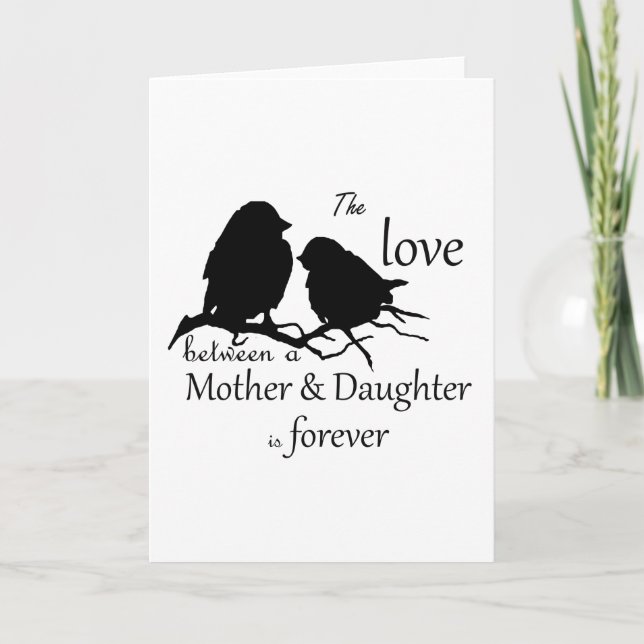 Tarjeta Cita de amor entre madre hija y pájaro (Anverso)