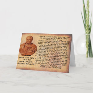 TARJETA CITA DE CICERO - LA NACIÓN NO PUEDE SOBREVIVIR