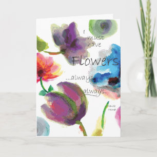 Tarjeta Cita de Claude Monet ~ acuarela floral
