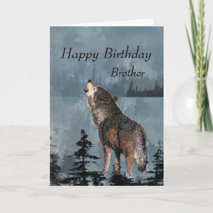 Tarjeta Cita de cumpleaños feliz BrotherHowling Wolf Moon
