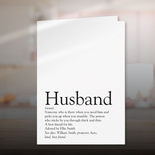 Tarjeta Cita de definición de marido divertida moderna (Husband Definition Quote Fun Modern Card)