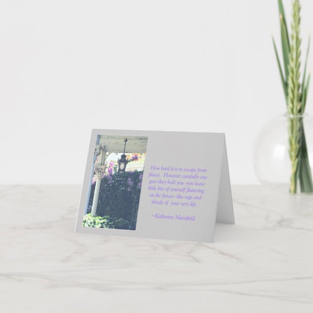 TARJETA CITA DE "DEJAR LUGARES" Y PORCHE FOTOGRÁFICO, PEEL (Anverso)