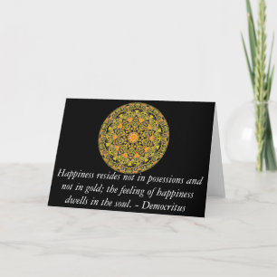 Tarjeta Cita de Democritus sobre felicidad