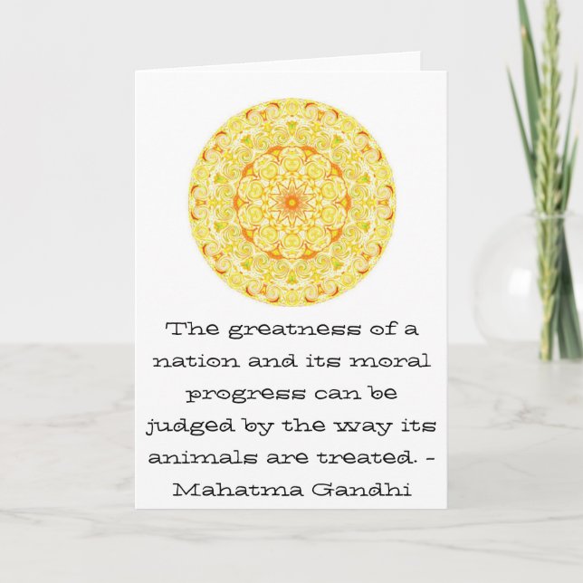 Tarjeta cita de derechos de los animales - Mahatma Gandhi (Anverso)
