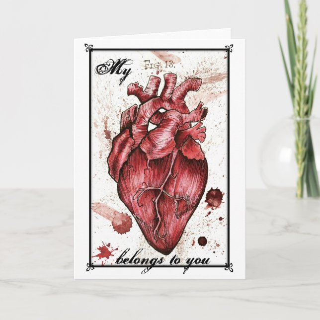 Tarjeta Cita de Edgar Allan Poe, Creepy Heart Love Card (Anverso)