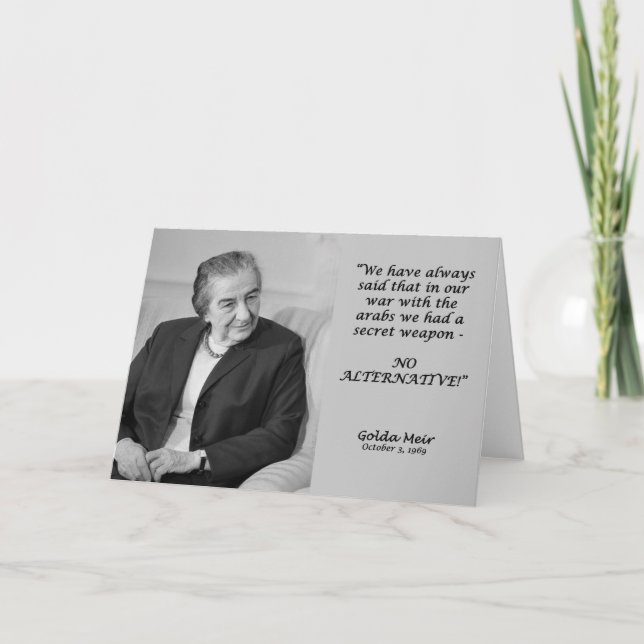 Tarjeta Cita de Golda Meir - ¡No hay alternativa! (Anverso)