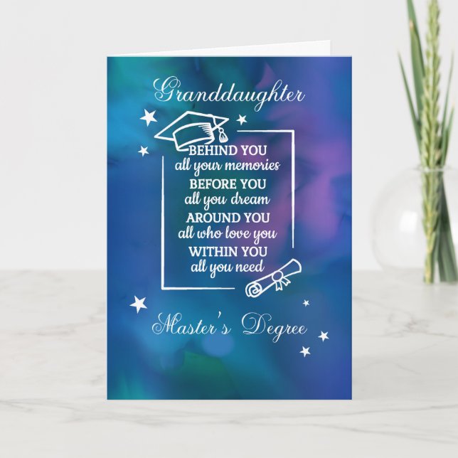 Tarjeta Cita de graduación de Master de nieta (Anverso)