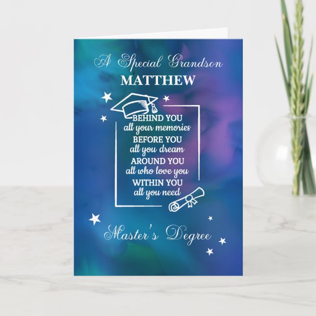 Tarjeta Cita de graduación de Master de nietos (Anverso)