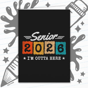 Tarjeta Cita de graduación retro multicolor Senior 2026