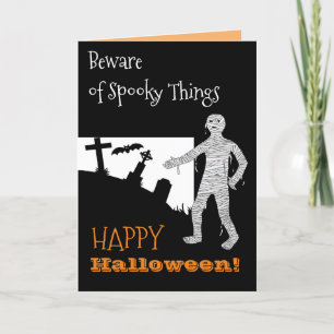 Tarjeta Cita de Halloween Gato negro Bruja Cementerio Mami