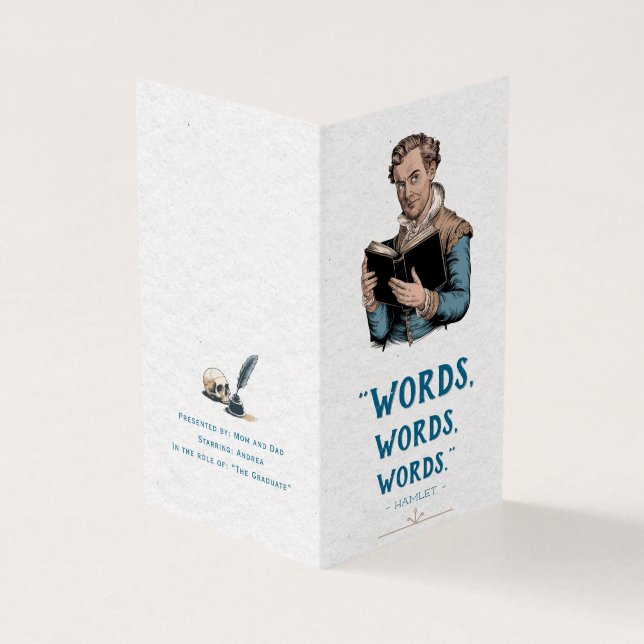 Tarjeta Cita de Hamlet de graduado universitario de Witty  (Exterior)