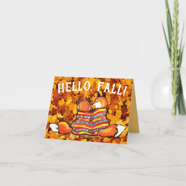 Tarjeta Cita de Hello Fall de otoño de Fox Friends Yellow  (Anverso)
