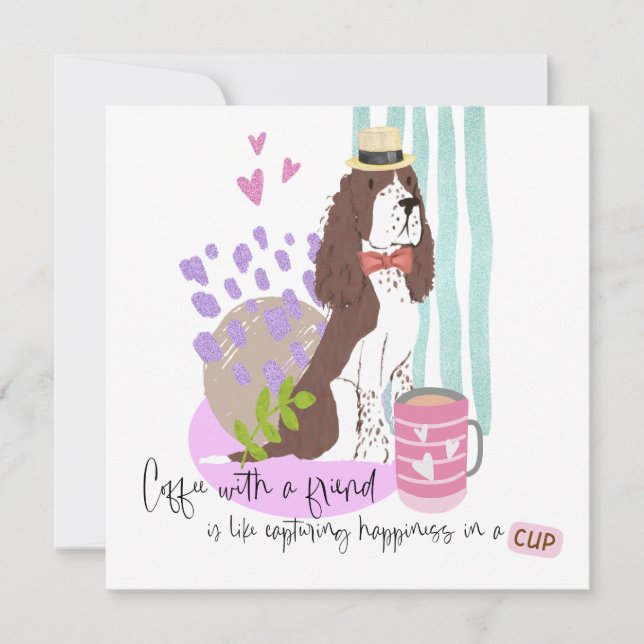 Tarjeta Cita de humor para café Springer Spaniel en cualqu (Anverso)