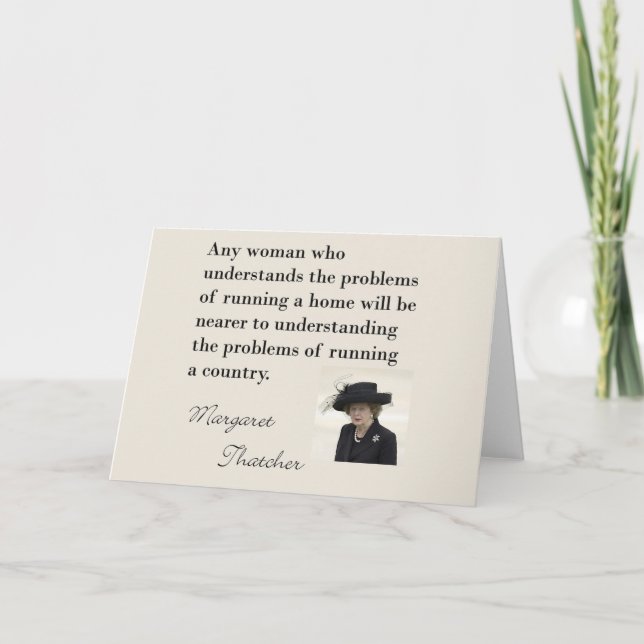Tarjeta Cita de Margaret Thatcher "que corre un país… " (Anverso)