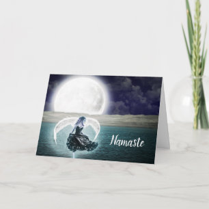 Tarjeta Cita de Namaste Gracias Ángel Surrealista Luna Lle