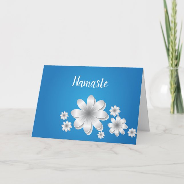 Tarjeta Cita de Namaste Gracias Flores Blancas Dainty (Anverso)