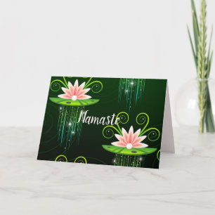 Tarjeta Cita de Namaste Gracias Lirios Rosados sobre Almoh