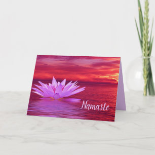 Tarjeta Cita de Namaste Gracias Loto en el Océano al Atard