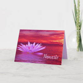 Tarjeta Cita de Namaste Gracias Lotus en Ocean al atardece