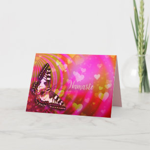Tarjeta Cita de Namaste Gracias Mariposas Corazones Románt