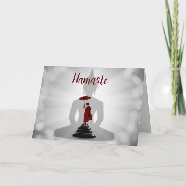 Tarjeta Cita de Namaste Gracias Monje Buda Zen (Anverso)