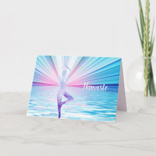 Tarjeta Cita de Namaste Gracias Postura de Yoga Árbol de l