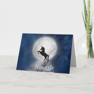 Tarjeta Cita de Namaste Gracias Unicornio Mágico Luna Llen