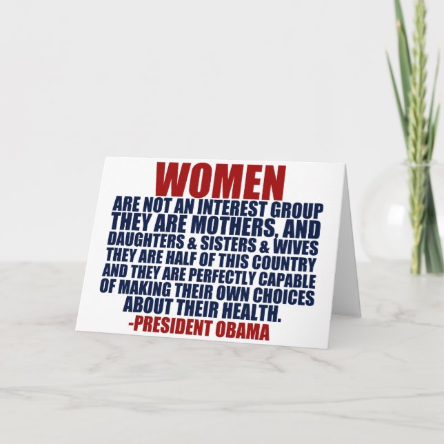 Tarjeta Cita de Obama de las derechas de las mujeres (Anverso)