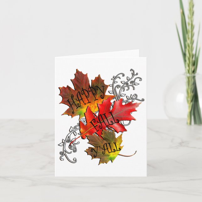 Tarjeta Cita de otoño Feliz otoño para todos  (Anverso)