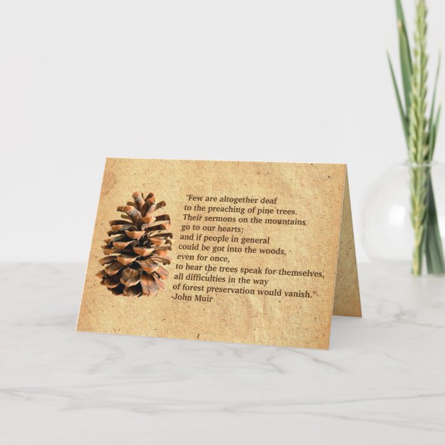 Tarjeta Cita De Pine Cone Y John Muir (Anverso)
