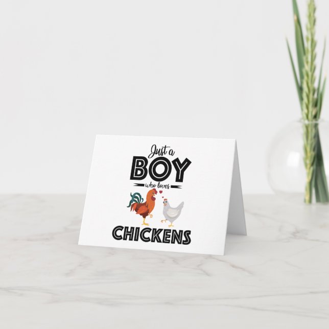 Tarjeta Cita de pollo: Solo un chico que ama a las gallina (Anverso)