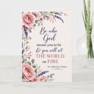 Tarjeta Cita de Santa Catalina de Siena Bendición Floral d