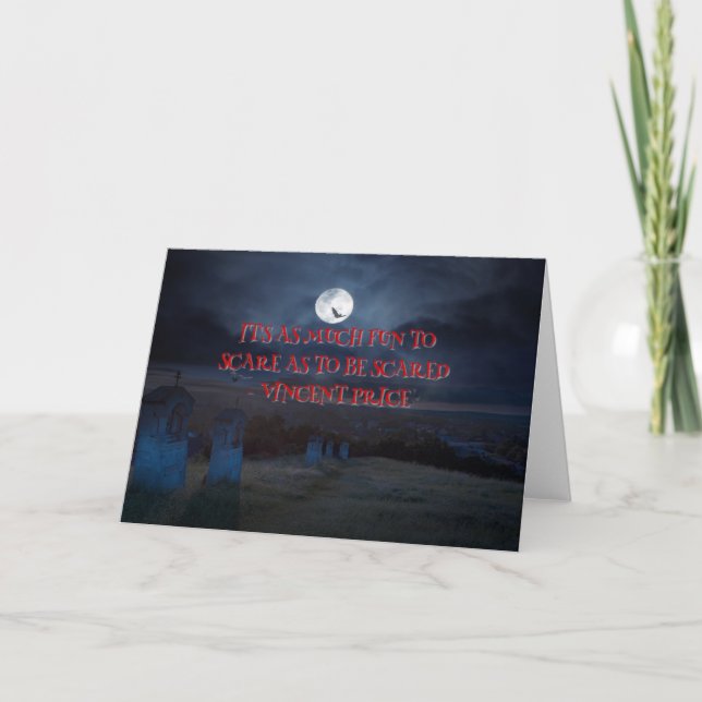 Tarjeta Cita de Vincent Price, diseño de Halloween (Anverso)